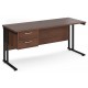 Maestro Cantilever Leg Straight Desk with Two Drawer Pedestal